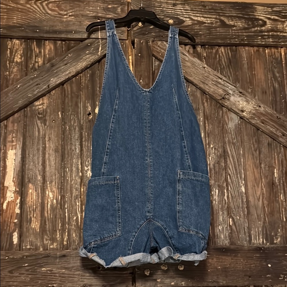 We The Free Blue Denim Romper